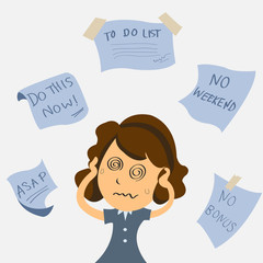 Tired business woman with negative results.