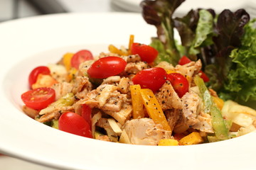 Closeup of a healthy chicken salad