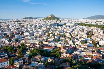 Gordijnen Uitzicht op Athene en de berg Lycabettus, Griekenland. © lornet