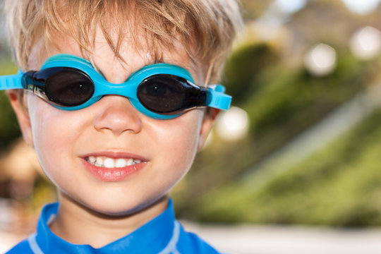 Swimmer Boy Wearing Goggles