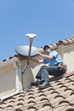 Satellite Installer on Roof 2.