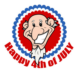 Very Funny Bald Uncle Sam - 4th of July Vector Illustration