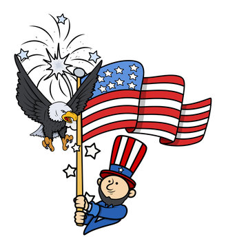 Independence Day - 4th of July Cartoon Vector Illustration