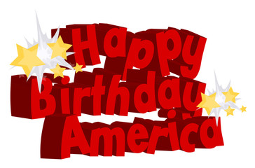 Happy Birthday America Greeting Text Vector