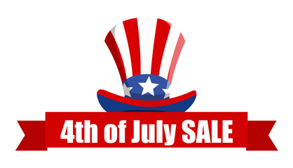 4th of july sale ribbon banner vector