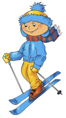 Skiing boy