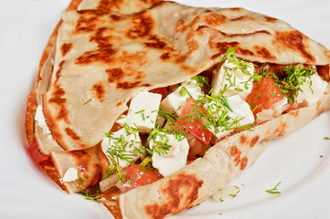 pancakes with cheese and vegetables