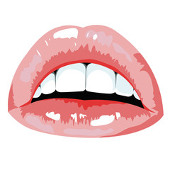 Sexy natural color lips, vector illustration