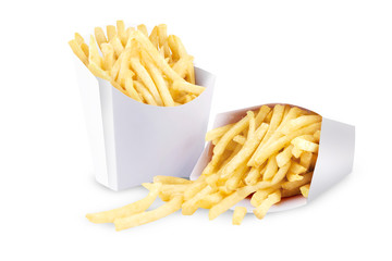 French fried chips isolated on white background