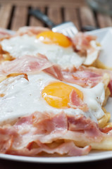 Breakfast with bacon and eggs