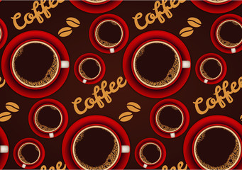 Red cup of coffee seamless background