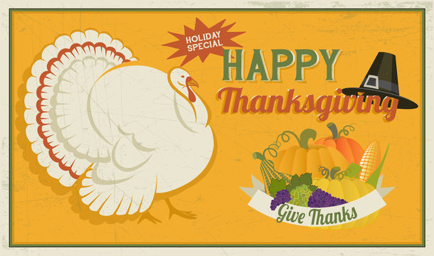 Thanksgiving Poster, with white turkey