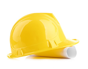 Fototapeta premium yellow helmet and roll paper