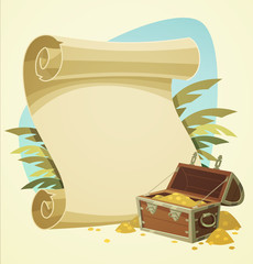 Pirate treasure chest. Vector illustration.
