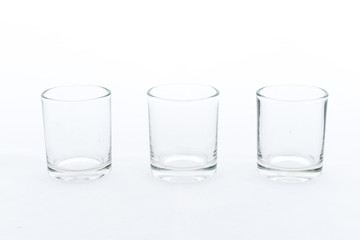 empty, transparent glass on the white background