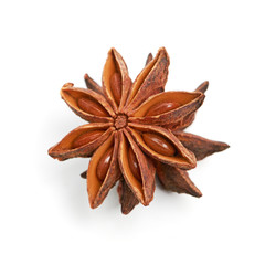 two whole star anise isolated on white background