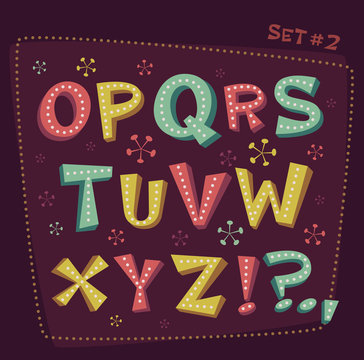 Retro type font. Fifties style alphabet.