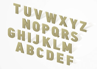 vector 3D font alphabet made of wood, stone or paper