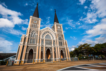 Gothic church at Chantaburi Thailand and blue sky