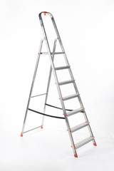 Aluminium ladder on a white background