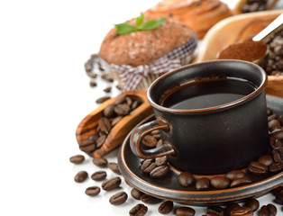 Coffee in brown cup
