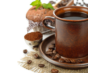 Coffee in brown cup