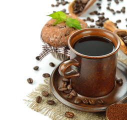 Coffee in brown cup