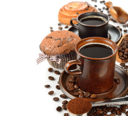 Coffee in brown cup