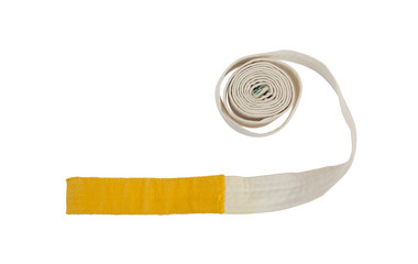 White and yellow belt isolated