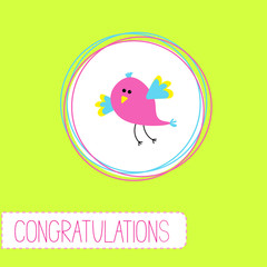 Congratulations card with cute bird