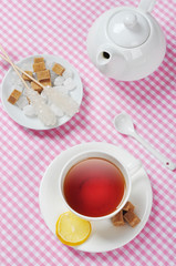 Cup with tea and lemon