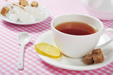 Cup with tea and lemon