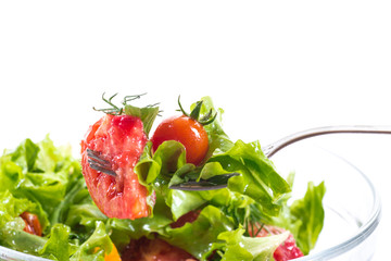 salad with fresh cucumbers and tomatoes