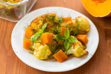 fried cauliflower with a pumpkin