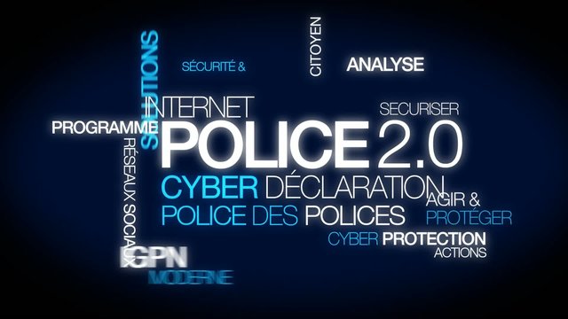Police 2.0 cyber s&eacute;curit&eacute; gendarmerie nuage de mots animation