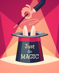 Just a magic trick. Retro styled vector poster.