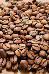 Closeup on arabica coffee beans.