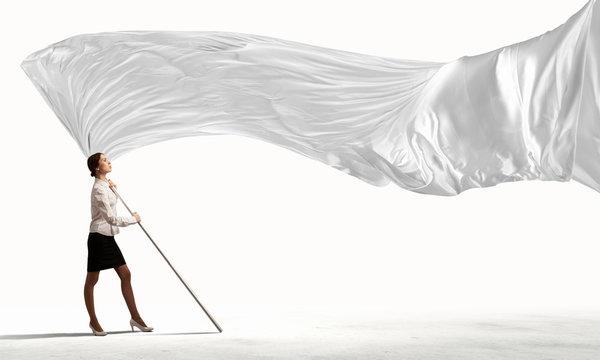 Businesswoman Holding White Flag