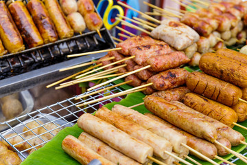 Thailand style grilled food on street