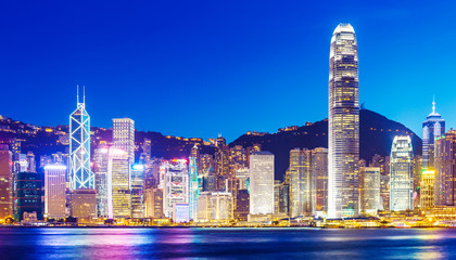 Fototapeta premium Hong Kong skyline at night