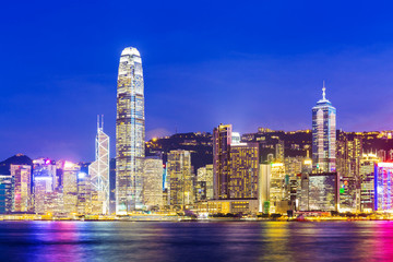 Fototapeta na wymiar Skyline at night in Hong Kong