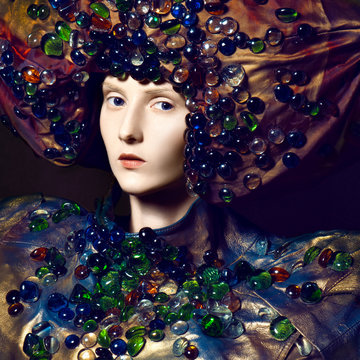 fashion qeen woman face on dark background