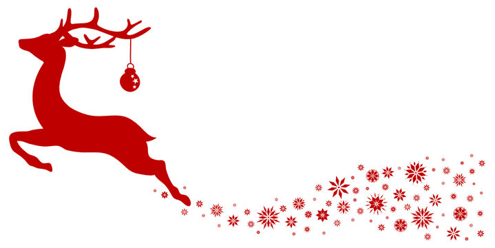 Reindeer With Christmas Ball Stars Red
