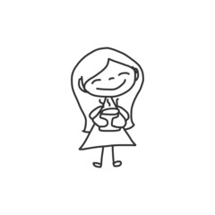hand drawing cartoon character happiness