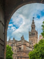 Fototapeta na wymiar Katedra w Sewilli i dzwonnica Giralda, Hiszpania
