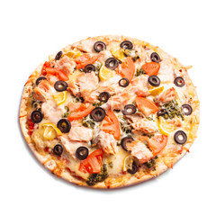 Pizza with salmon