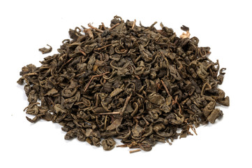 Green leaf tea on white