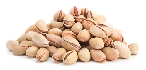 Heap of pistachio isolated on white background