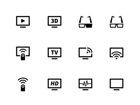 TV icons on white background. Vector illustration.