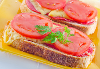 bread with cheese and tomato